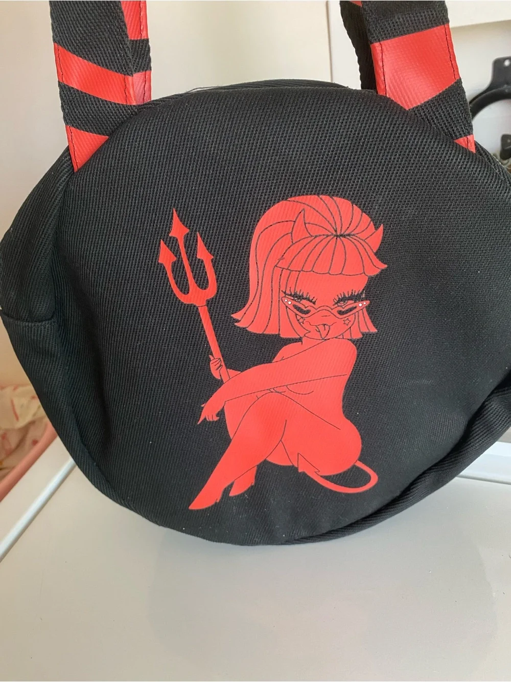 Valfre Black and Red Devil Girl Round Shoulder Bag